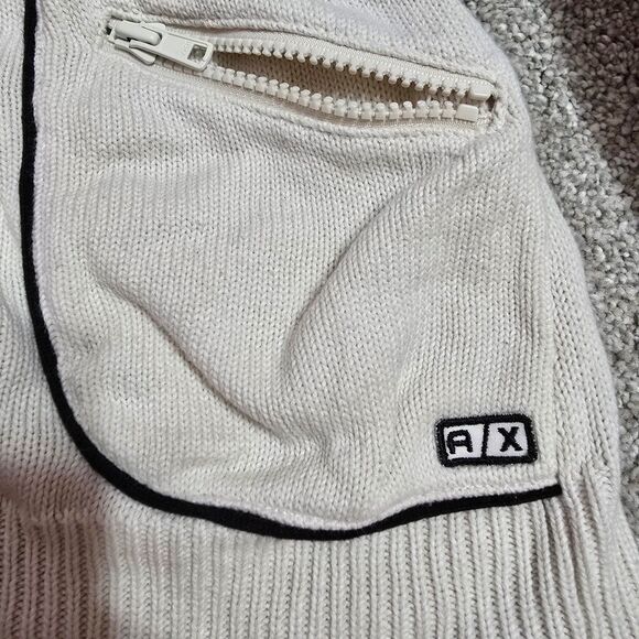 Armani Exchange Off-white zip-up cardigan sweater. Size Small Y2K - Picture 4 of 9
